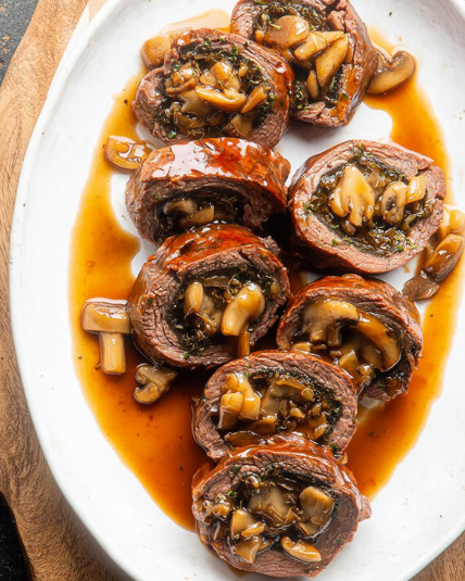 Mushroom-Stuffed Flank Steak Roll