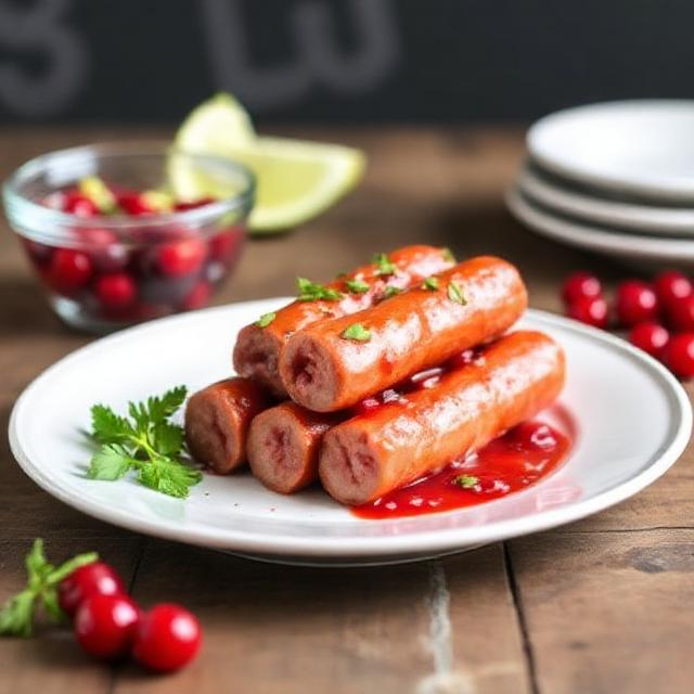 Sticky Cranberry Cocktail Sausages