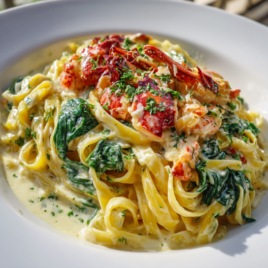 Lobster Alfredo with Spinach
