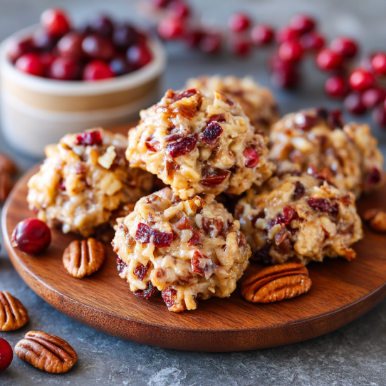 No-Bake Cranberry Pecan Praline Cookies
