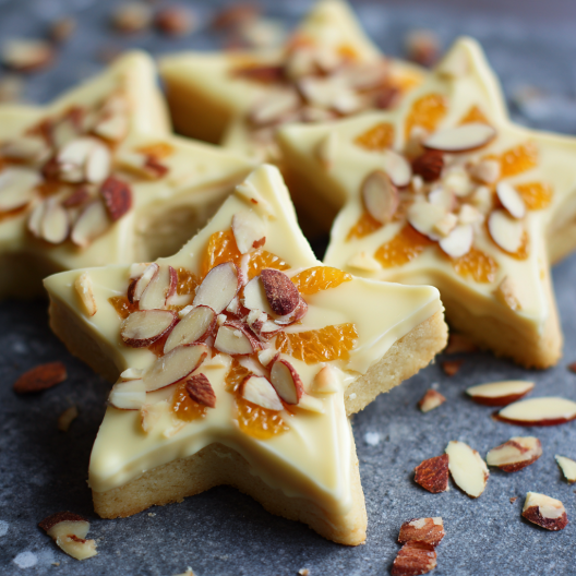 Orange Almond White Chocolate Star Shortbread