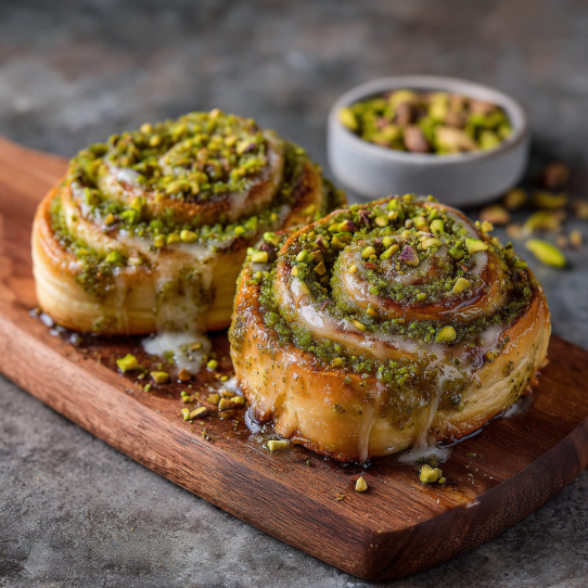 Pistachio & Mastika Galaktoboureko Swirl Rolls