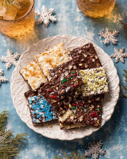 Chocolate Dipped Matzah with Sprinkles
