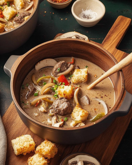 Philly Cheesesteak Soup